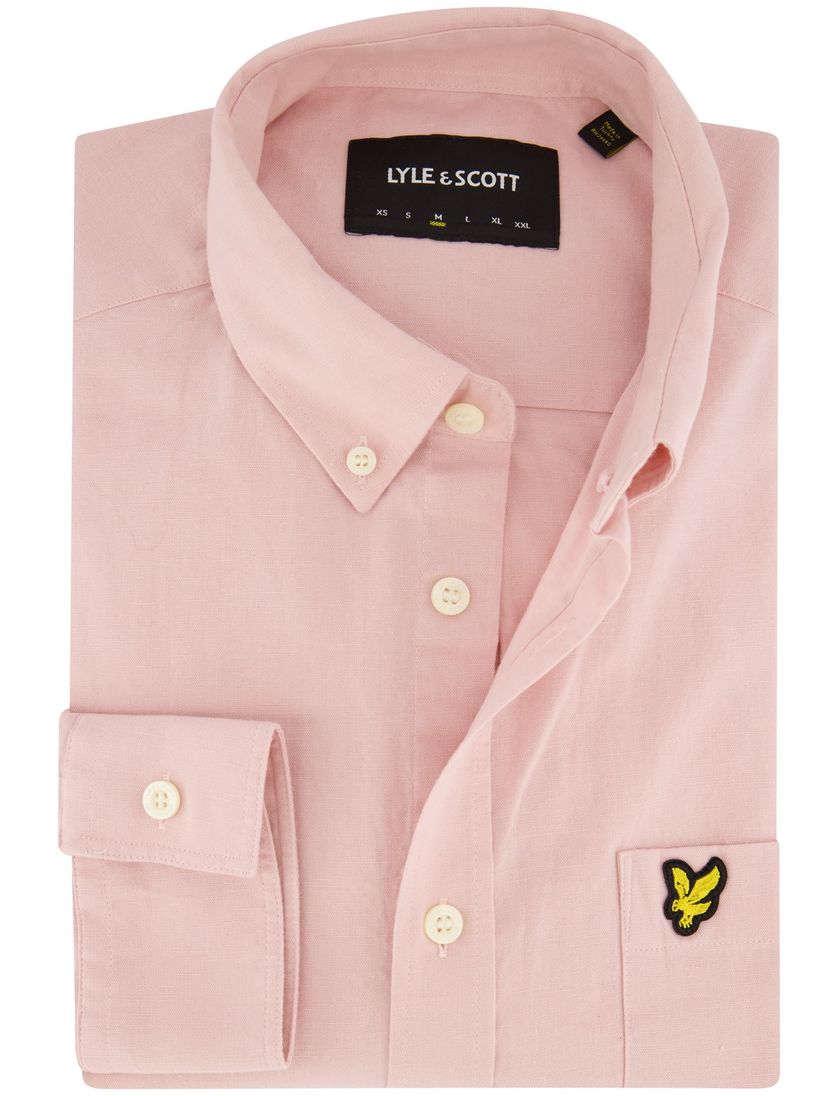 Lyle & Scott roze overhemd normale fit katoen