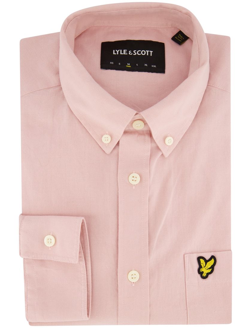 Lyle & Scott roze overhemd normale fit katoen