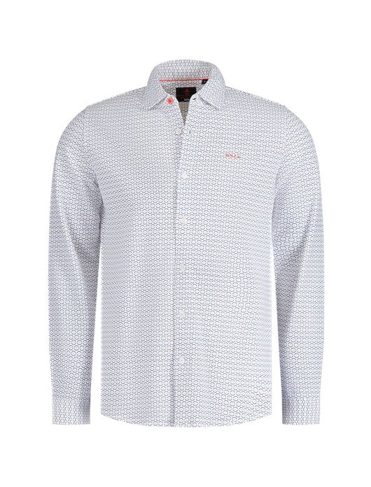 casual overhemd New Zealand creme geprint katoen normale fit