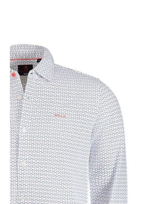 casual overhemd New Zealand creme geprint katoen normale fit