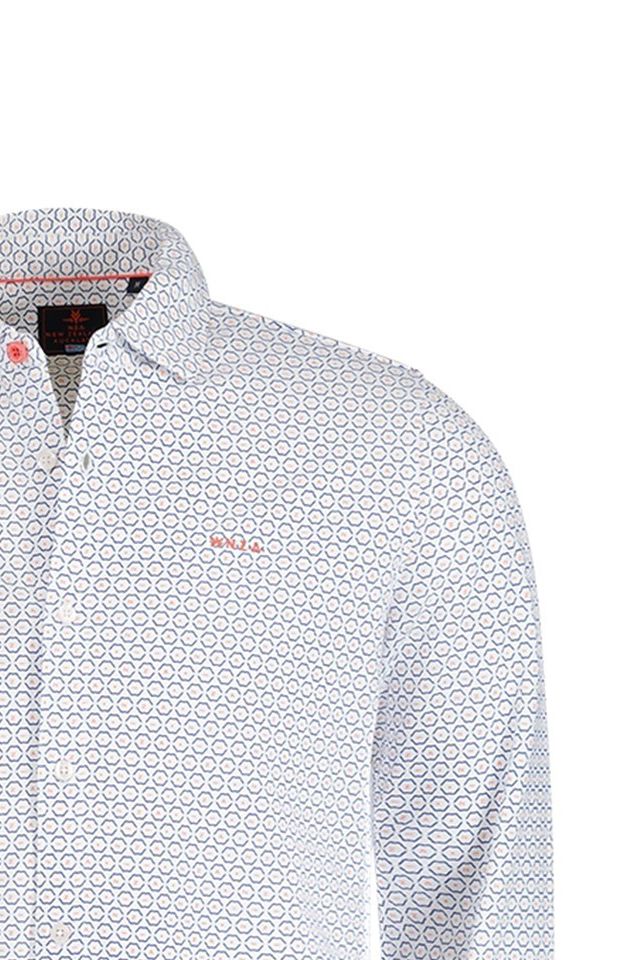 New Zealand casual overhemd creme geprint katoen normale fit