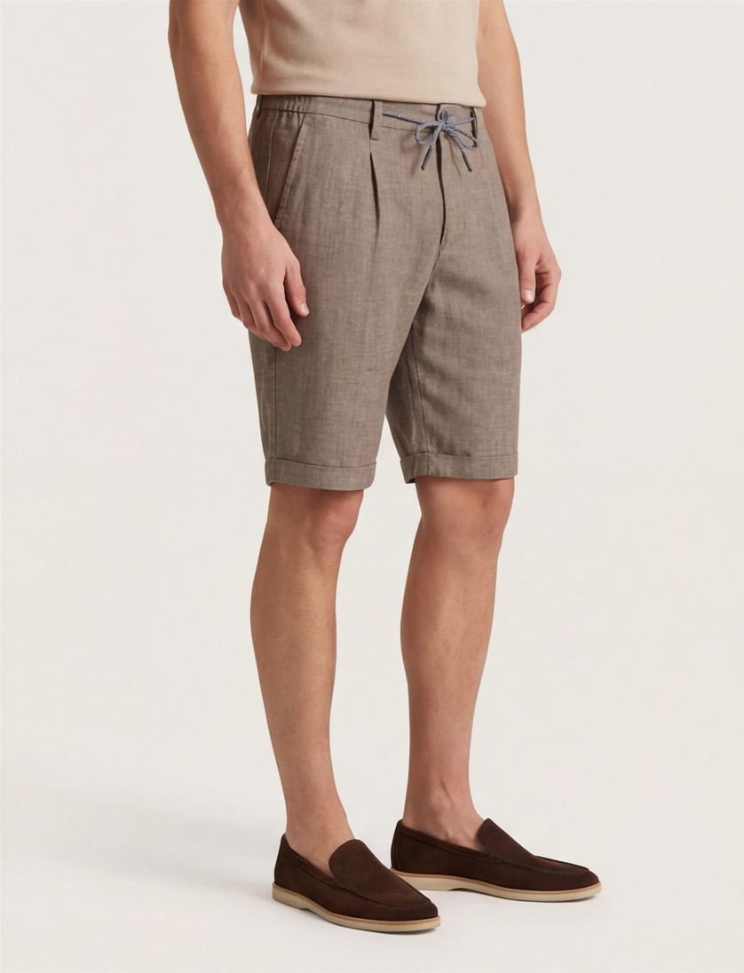 Linnen New Zealand korte broek Brodie bruin gemêleerd