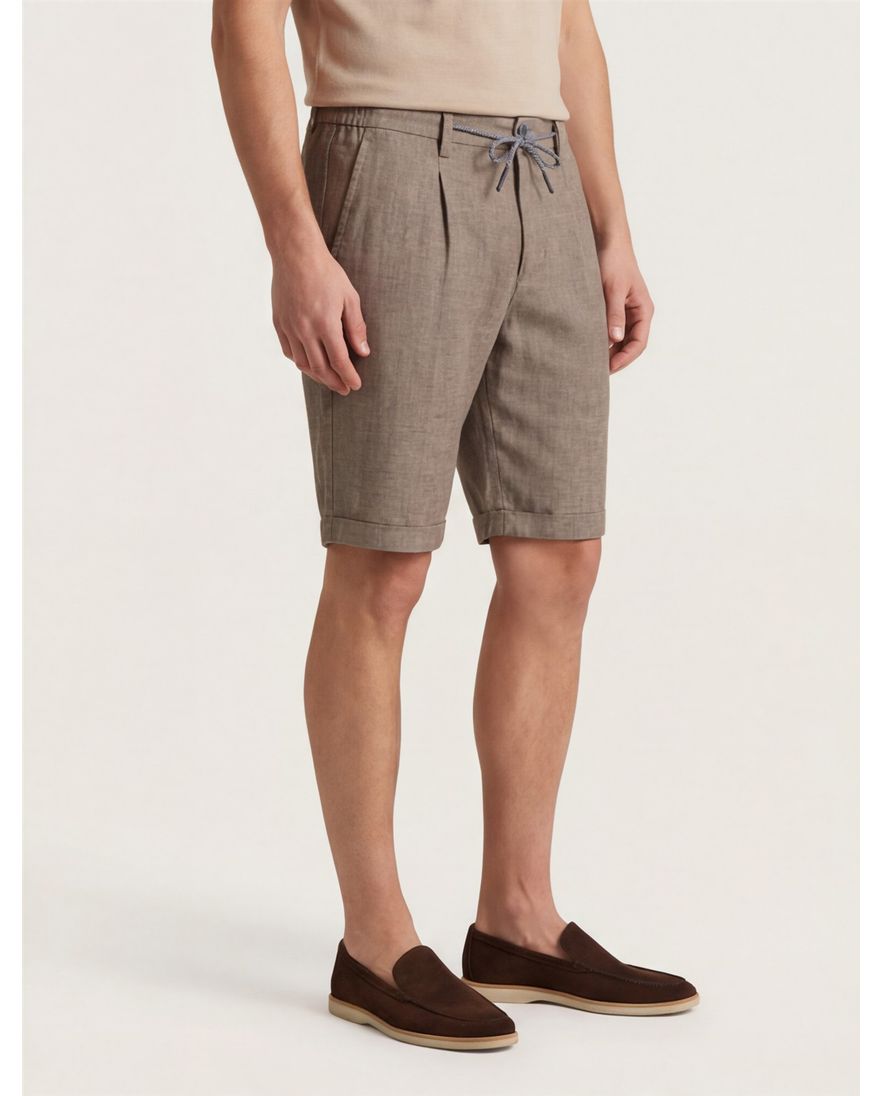 New Zealand korte broek Brodie bruin gemêleerd linnen