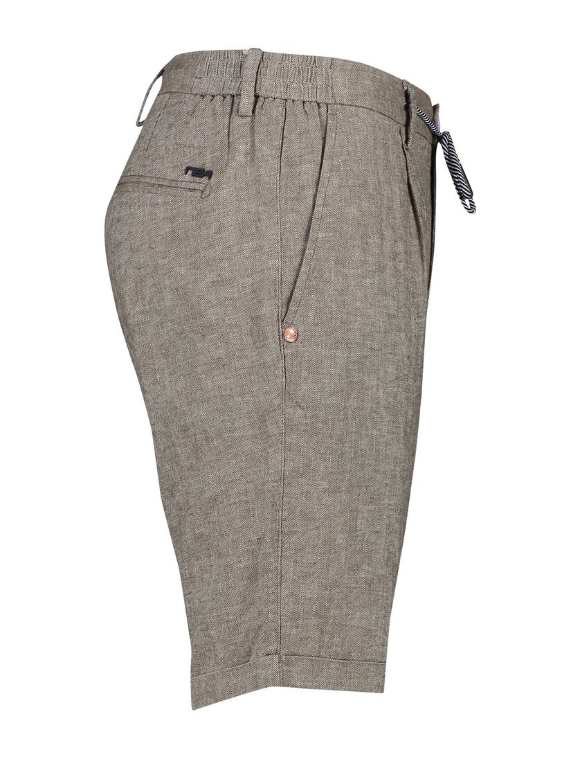 Linnen New Zealand korte broek Brodie bruin gemêleerd