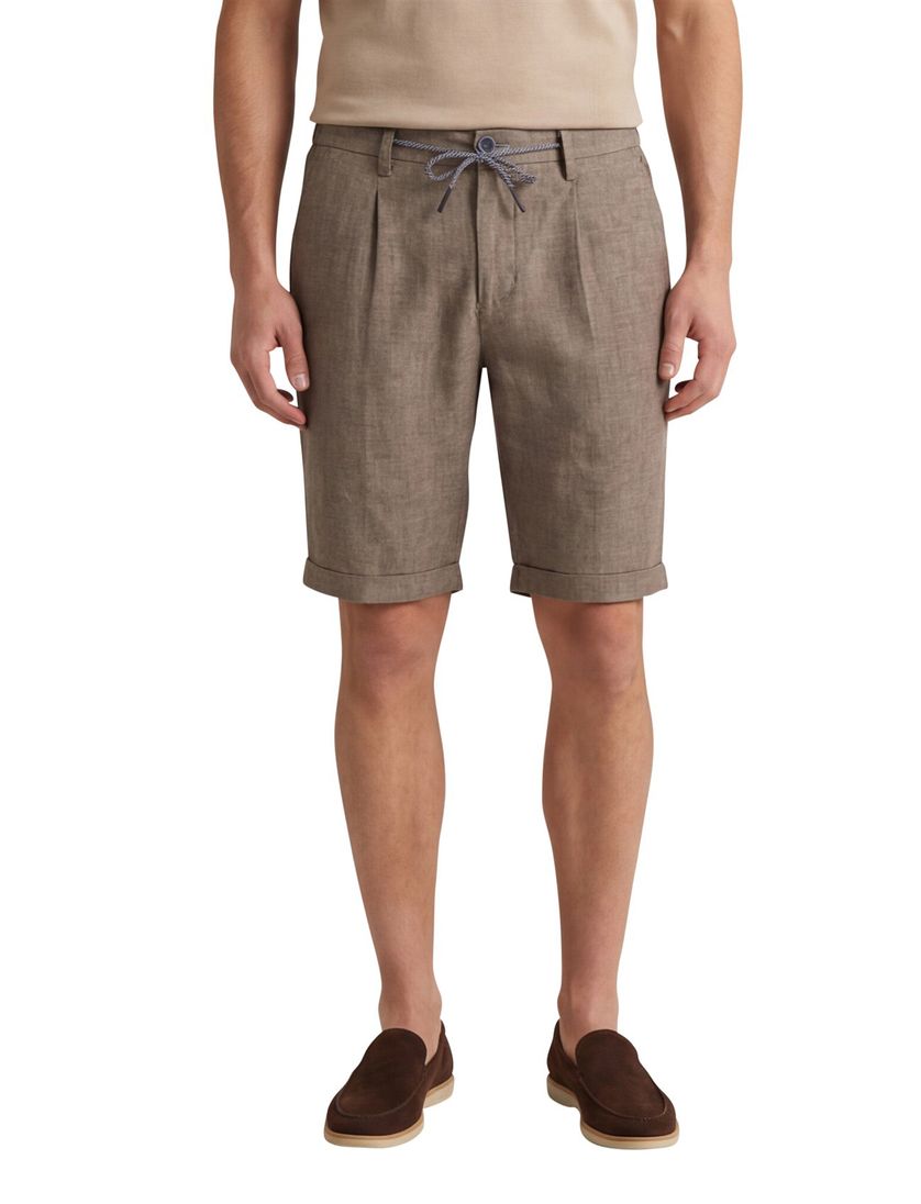 Linnen New Zealand korte broek Brodie bruin gemêleerd