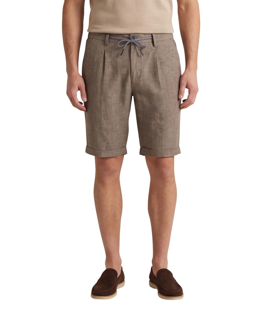 New Zealand korte broek Brodie bruin gemêleerd linnen