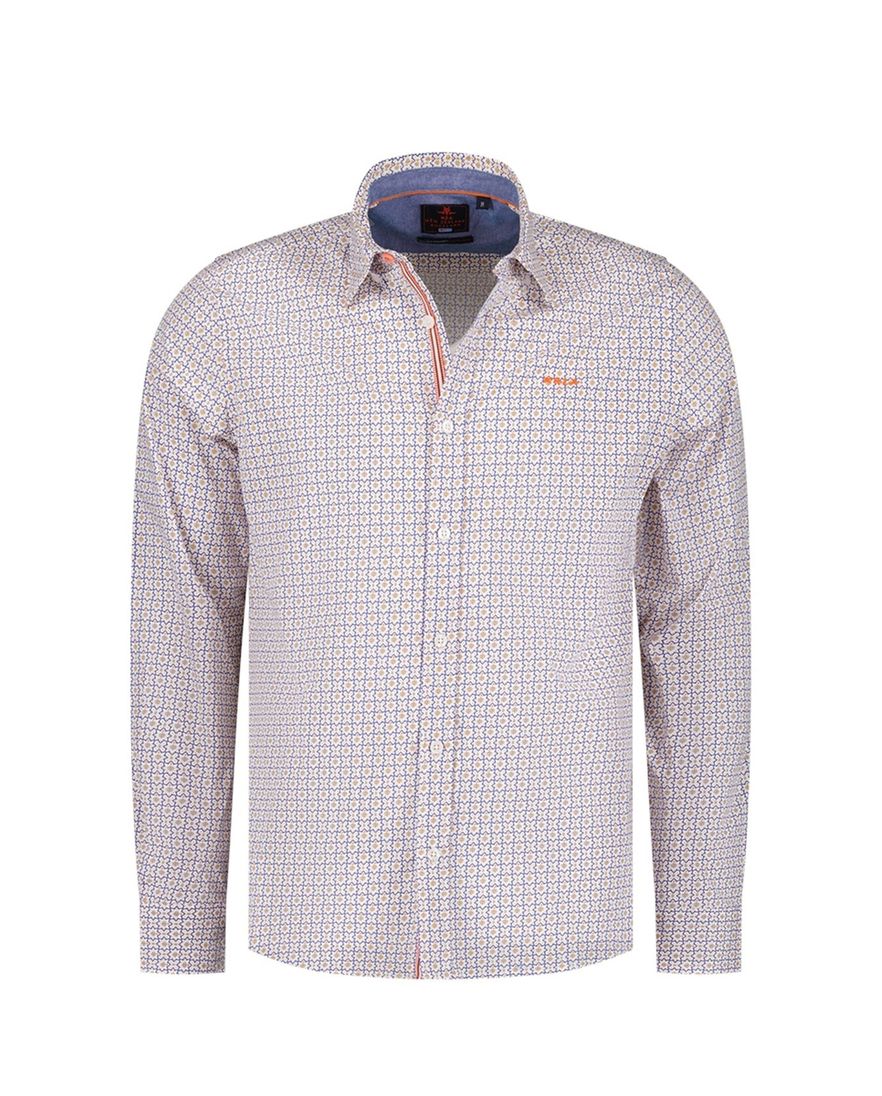 New Zealand overhemd normale fit oranje geprint katoen