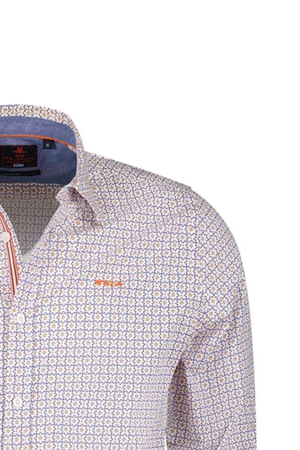 katoenen New Zealand overhemd normale fit oranje geprint