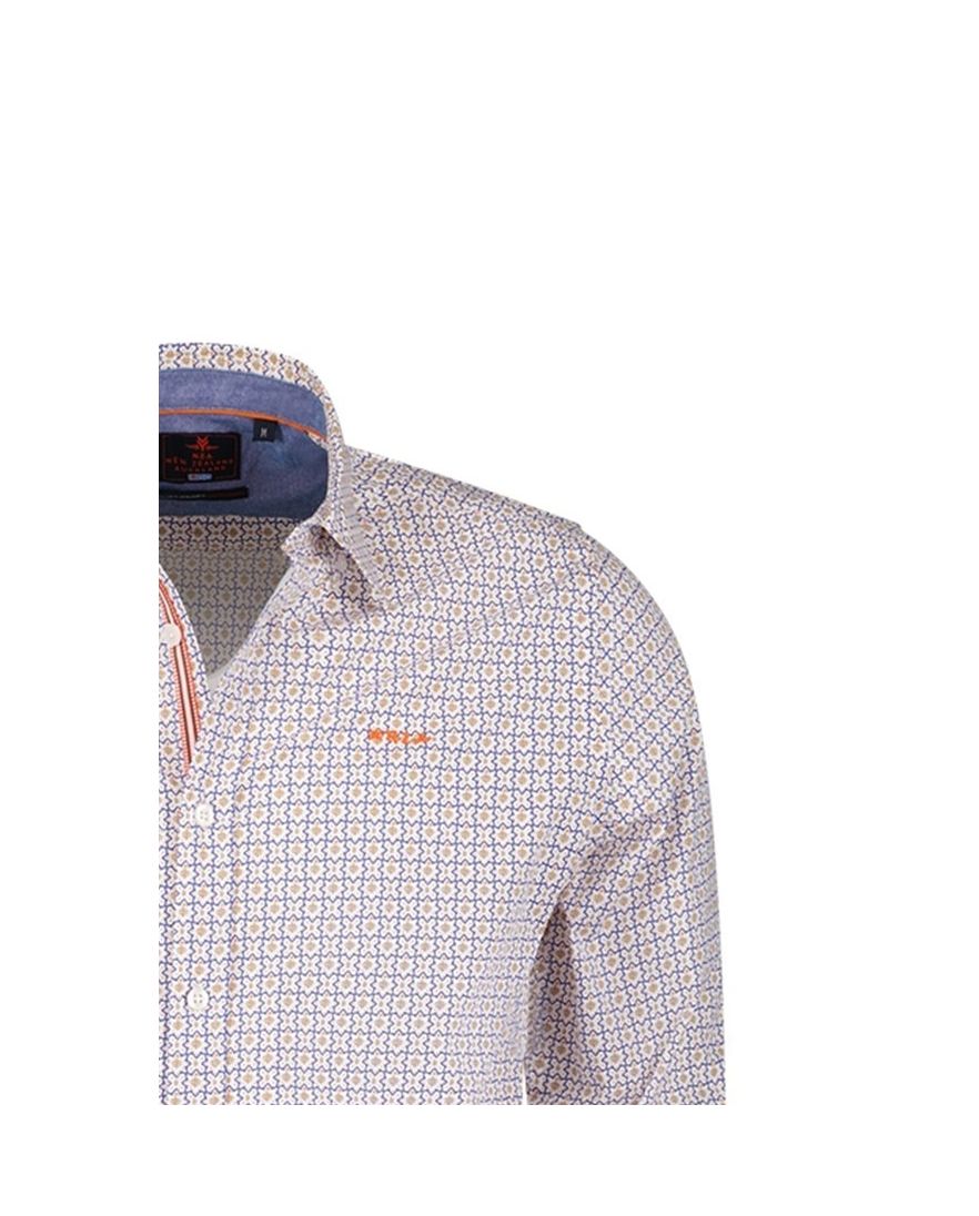 New Zealand overhemd normale fit oranje geprint katoen