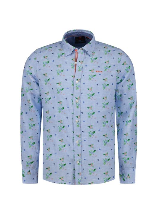 New Zealand overhemd blauw bloemen print