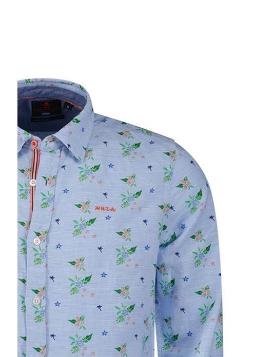New Zealand overhemd blauw bloemen print