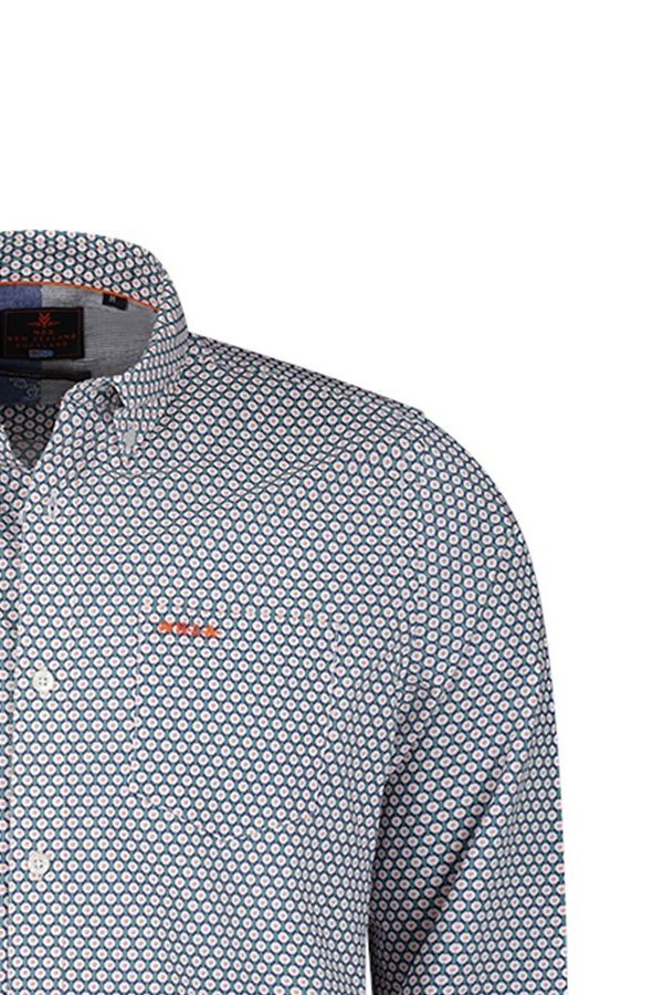 New Zealand casual overhemd groen geprint katoen normale fit