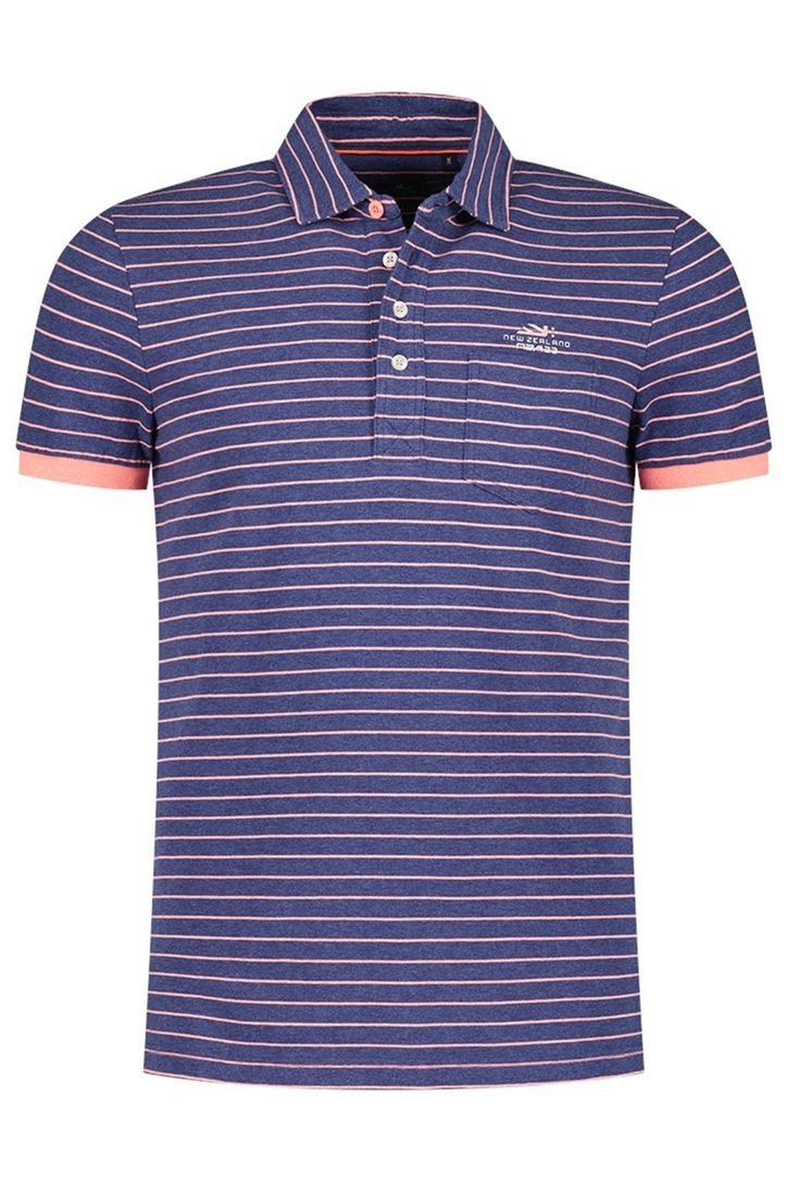 New Zealand polo katoenen normale fit donkerblauw gestreept