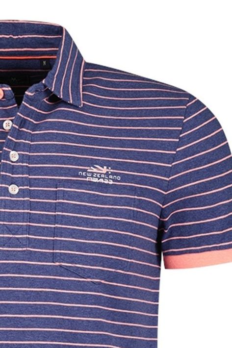 New Zealand polo katoenen normale fit donkerblauw gestreept