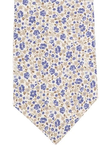 Profuomo Kleine bloemetjes zijde Profuomo stropdas blauw geprint