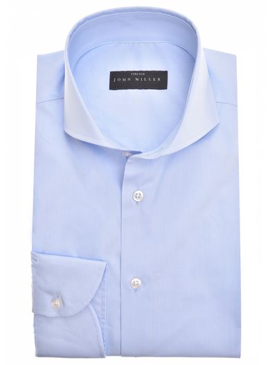 John Miller John Miller casual overhemd Tailored Fit lichtblauw effen