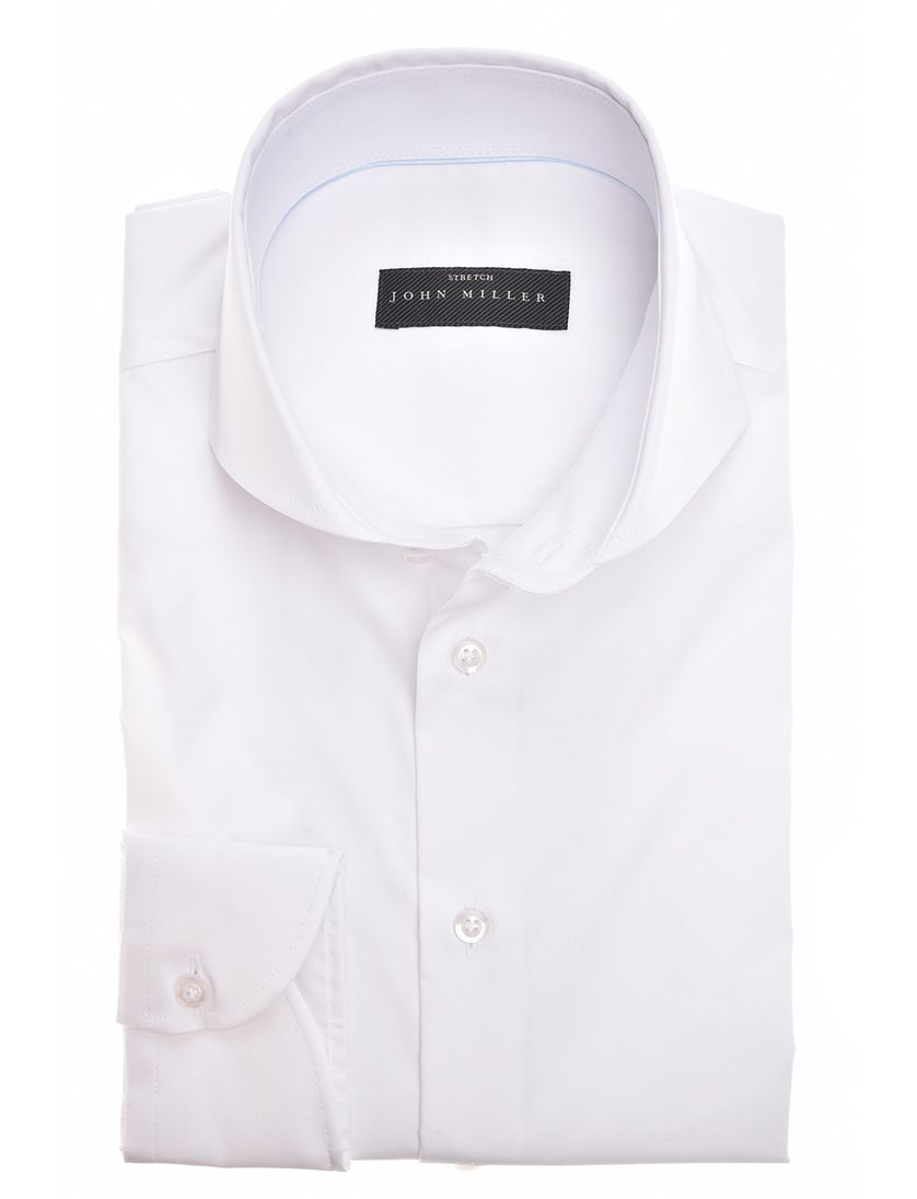 John Miller Tailored Fit overhemd wit effen katoen