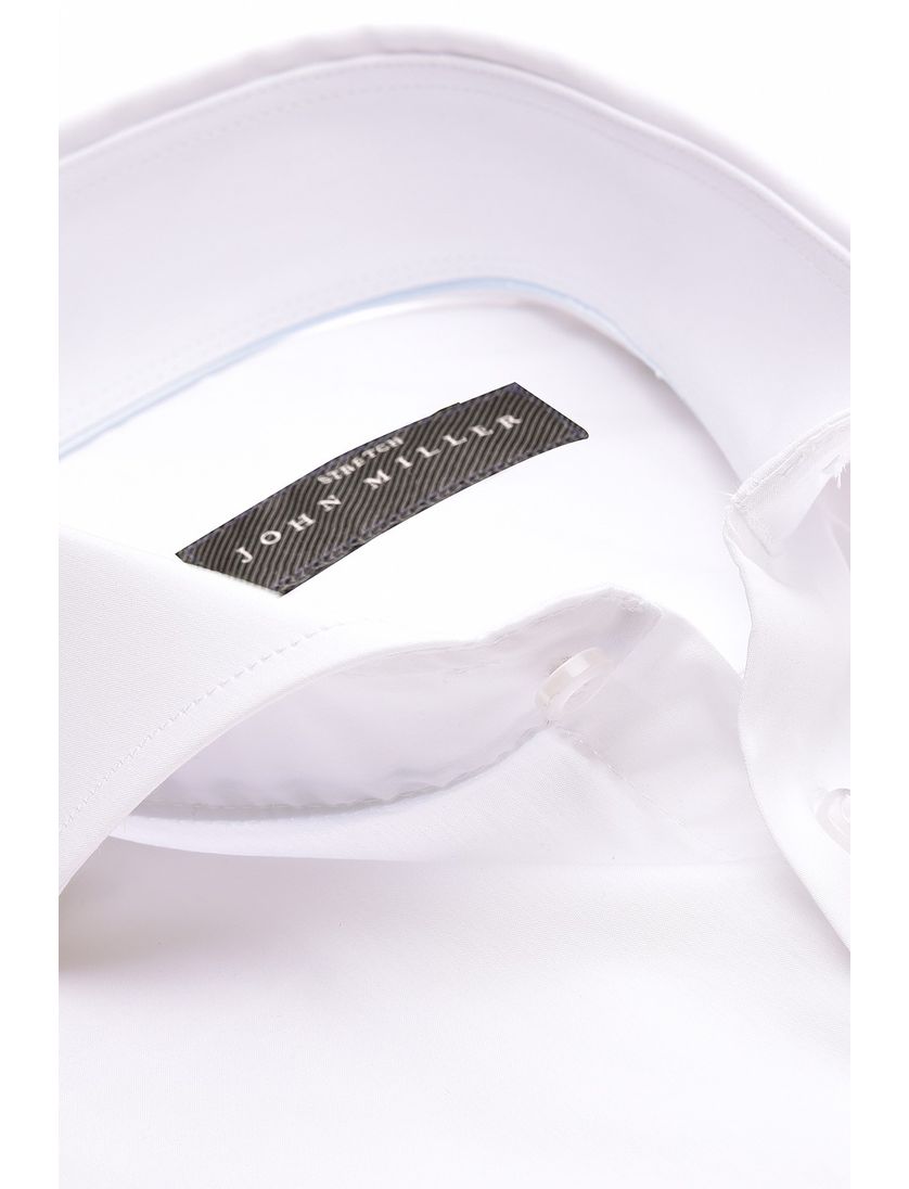 John Miller Tailored Fit overhemd wit effen katoen