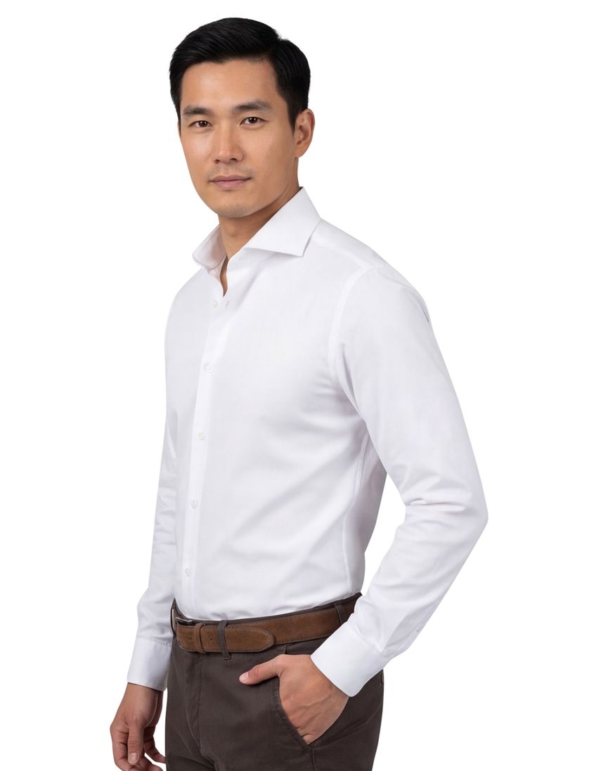 John Miller Tailored Fit overhemd wit effen katoen