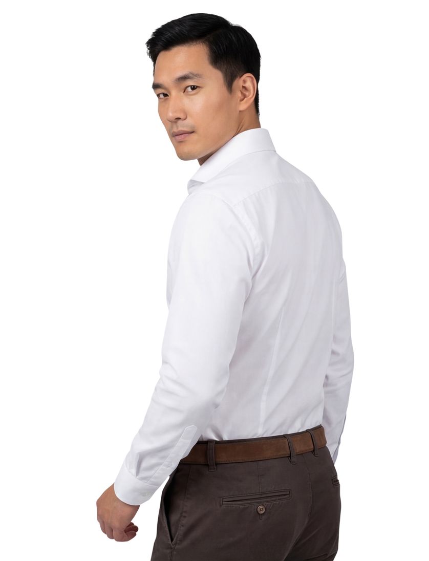 John Miller Tailored Fit overhemd wit effen katoen