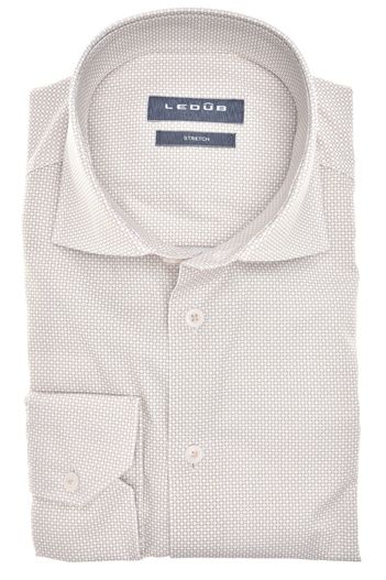 Ledub Ledub overhemd Modern Fit New beige geprint katoen