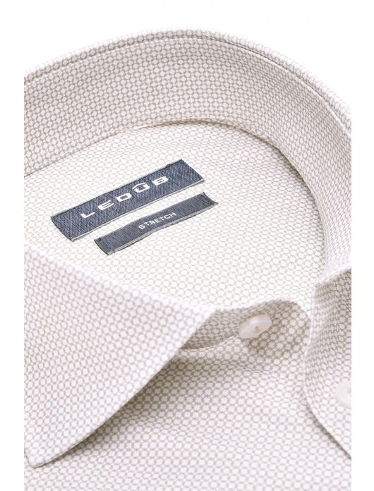 Ledub overhemd stretch lichtbruin geprint