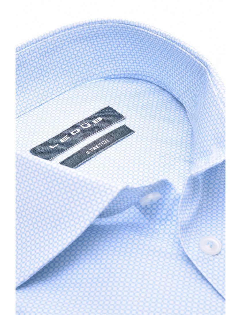 Overhemd ledub mouwlengte 7 normale fit lichtblauw geprint katoen