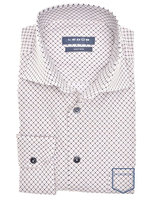 Ledub overhemd wit/beige easy iron