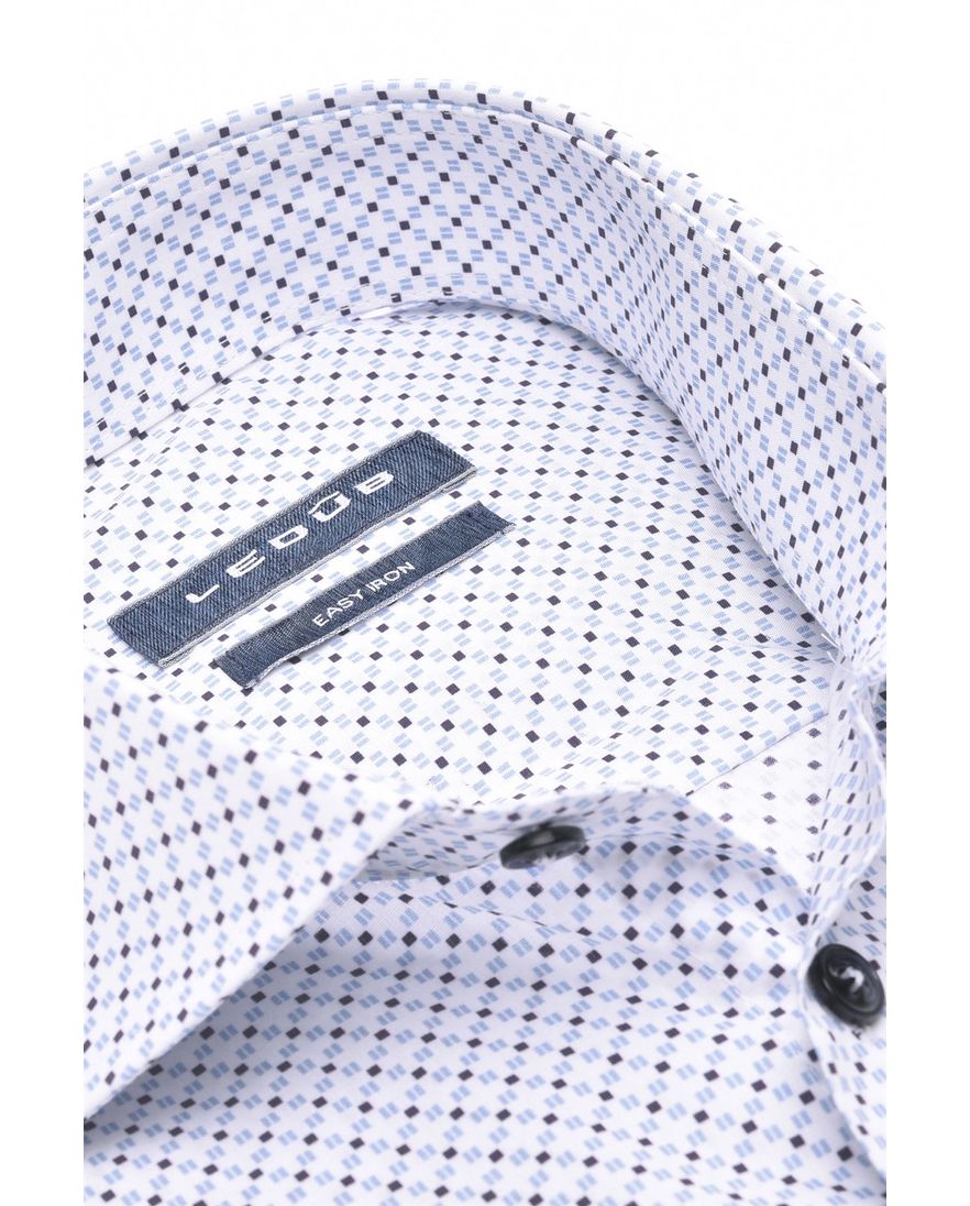 Ledub overhemd mouwlengte 7 normale fit wit geprint katoen