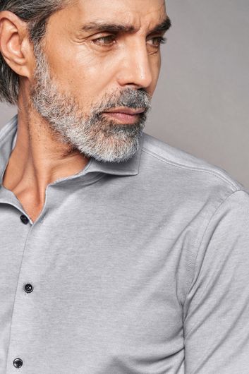 Desoto business overhemd grijs slim fit effen katoen