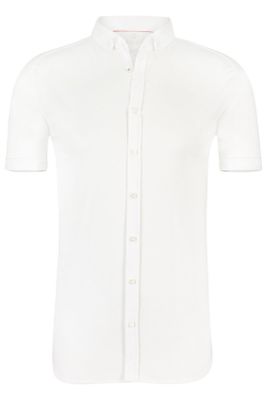 Desoto Desoto overhemd korte mouwen wit effen katoen slim fit