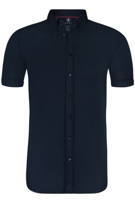 Desoto Desoto overhemd korte mouw donkerblauw slim fit effen katoen