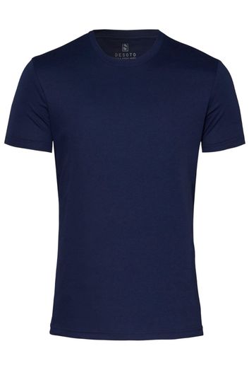 t-shirt Desoto effen katoen donkerblauw