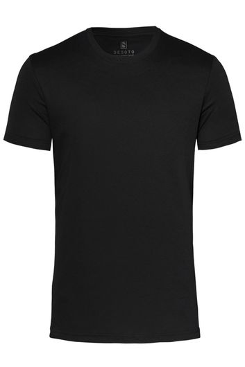 Zwart T-shirt Desoto effen katoen
