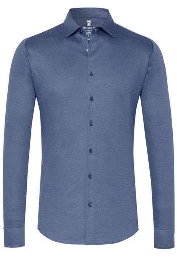 business overhemd Desoto blauw effen katoen slim fit 