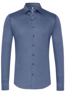 Desoto business overhemd Desoto blauw effen katoen slim fit 