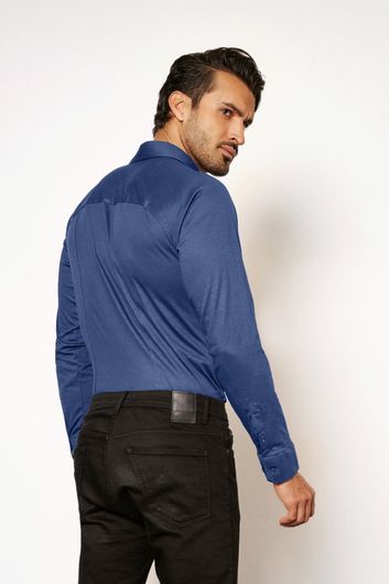 Donkerblauw Desoto business overhemd slim fit effen katoen
