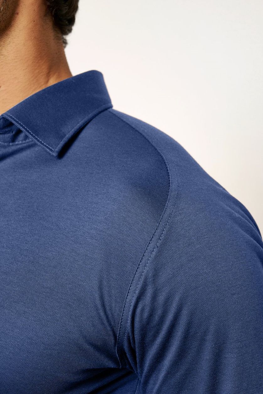 Desoto business overhemd donkerblauw effen katoen slim fit