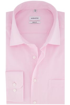 Seidensticker business overhemd Seidensticker Regular roze effen katoen normale fit 