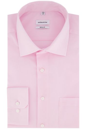business overhemd Seidensticker Regular roze effen katoen normale fit 