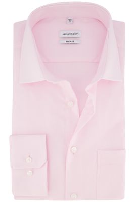 Seidensticker Seidensticker business overhemd Regular normale fit roze borstzak katoen