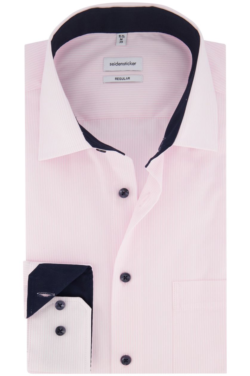 Seidensticker business overhemd Regular roze met strepen katoen