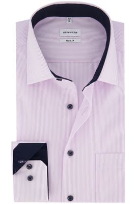 Seidensticker Seidensticker business overhemd Regular normale fit roze met witte strepen katoen