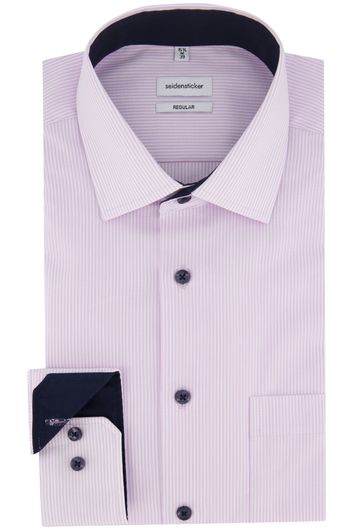 business overhemd Seidensticker Regular roze gestreept katoen normale fit 