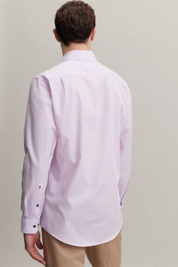business overhemd Seidensticker Regular roze gestreept katoen normale fit 