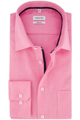 Seidensticker Seidensticker casual overhemd Regular fit roze effen katoen strijkvrij
