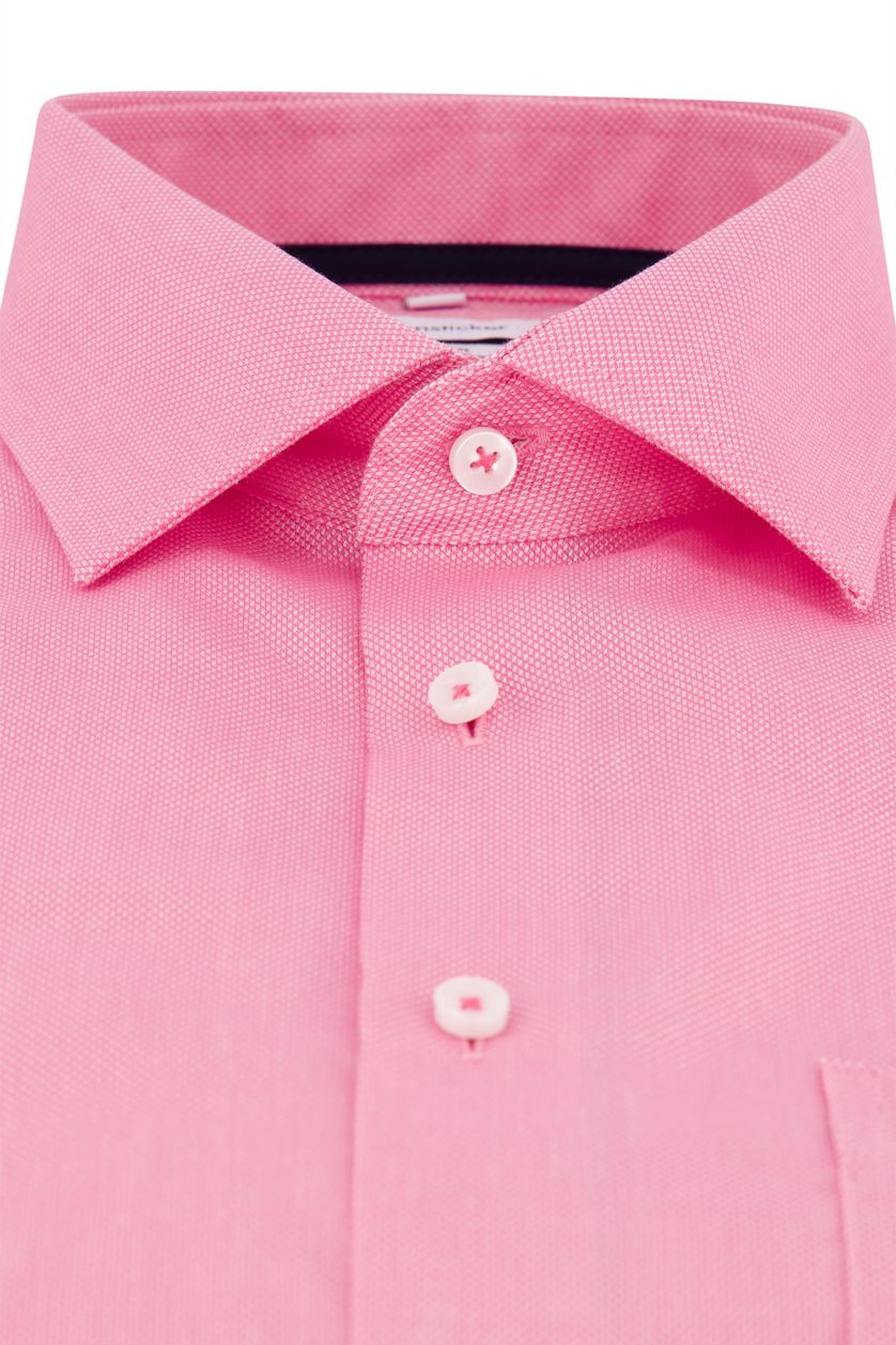 Seidensticker casual overhemd normale fit roze effen katoen met borstzak