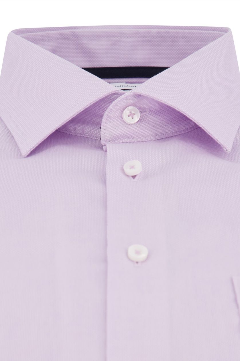 Zakelijk Seidensticker overhemd paars effen 100% katoen met borstzak