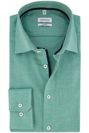 Seidensticker casual overhemd slim fit groen effen 100% katoen