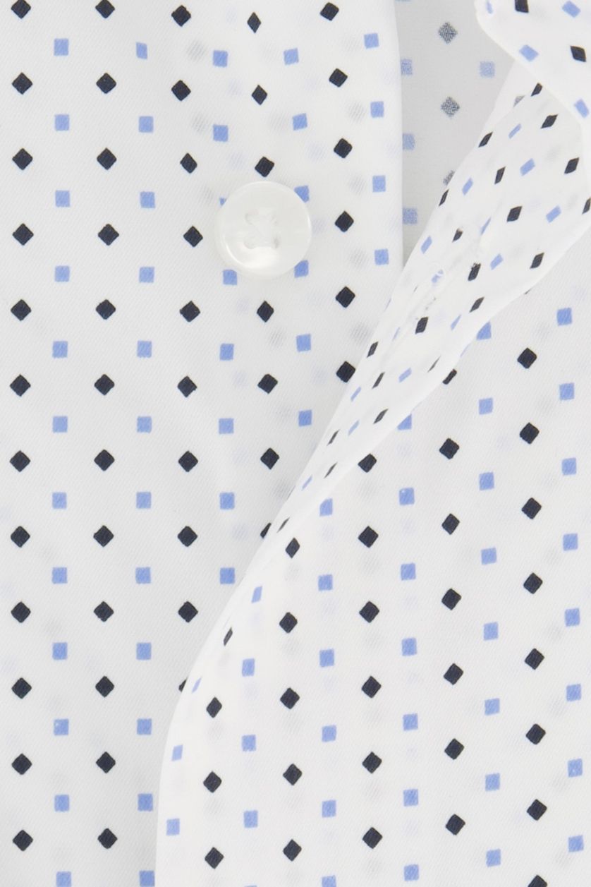 Seidensticker casual overhemd Slim wit met blauwen stippen print 